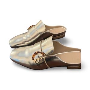 Tory Burch Gold Mules